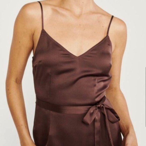 Abercrombie & Fitch Satin Slip Mini Dress in Brown - Picture 4 of 9